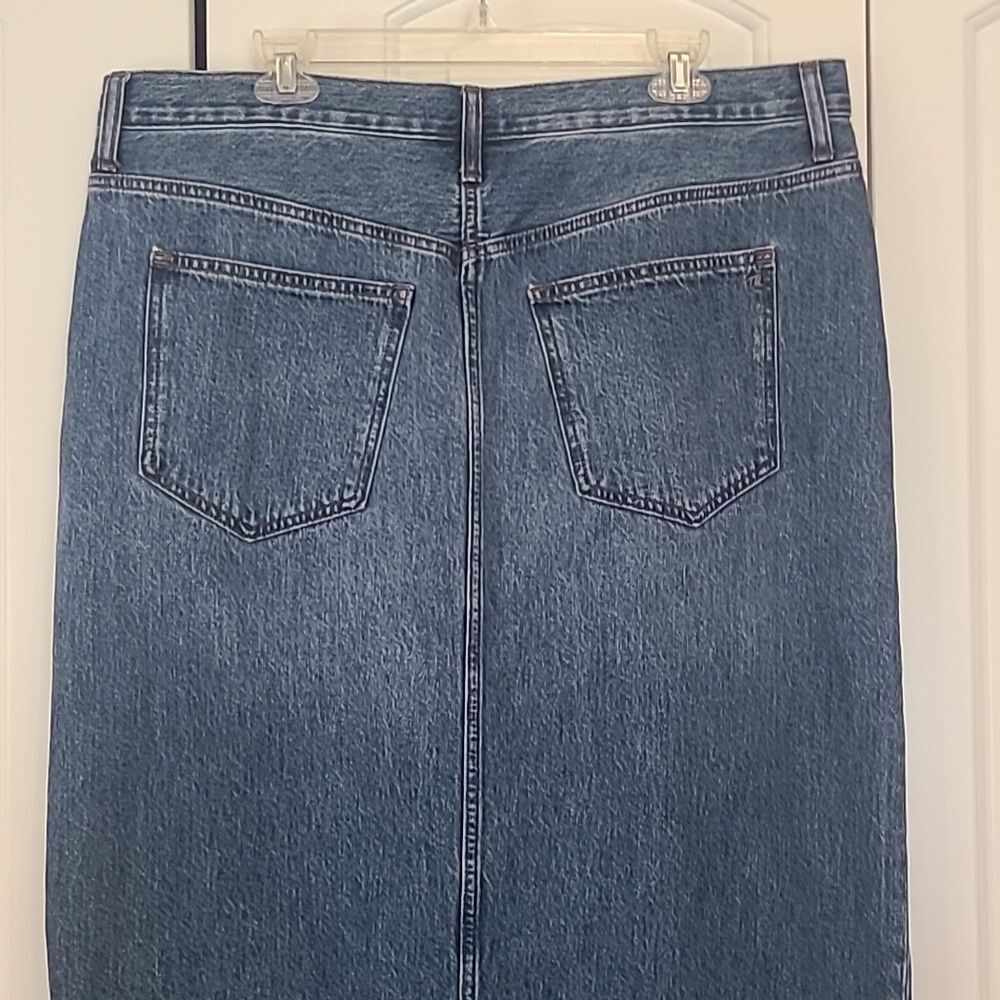 Madewell Denim Mid-Rise Maxi Skirt in Pratt Wash Retro 90's Inspired Size 32 - Picture 9 of 16